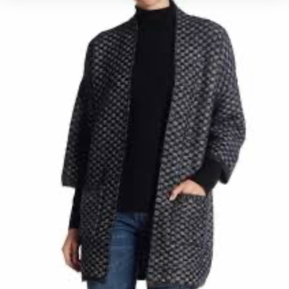 Maxsport‎ Black half sleeve heavy woven knit open front small Dressy cardigan